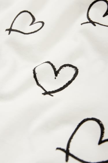 Children Girls - Heart - short sleeve T-shirt - cremewhite