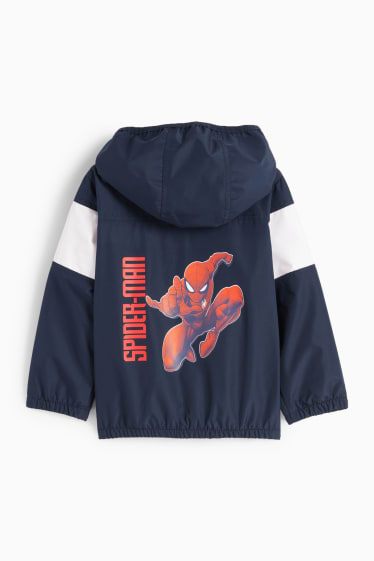 Children - Spider-Man - jacket with hood - lined - water-repellent - dark blue