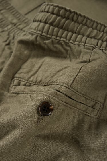 Uomo - Pantaloni cargo - tapered fit - misto lino - verde