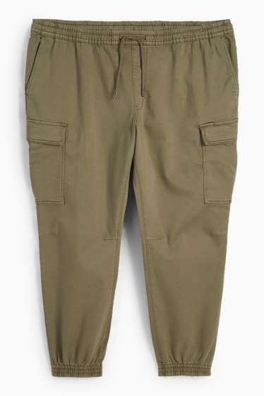 Bărbați - Pantaloni cargo - tapered fit - LYCRA® - kaki