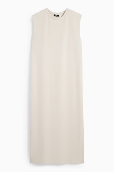 Women - Basic dress with slit - light beige