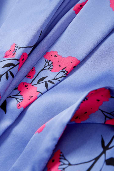 Donna - Kimono in raso - a fiori - porpora