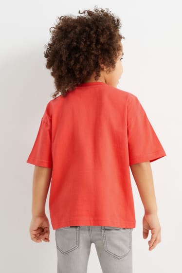 Children - Dinosaur - short sleeve T-shirt - red