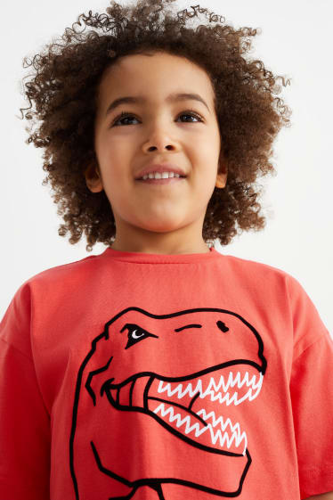 Niños - Dinosaurio - camiseta de manga corta - rojo