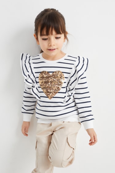 Children - Sweatshirt - shiny - striped - white / blue