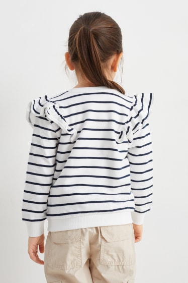 Kinderen - Sweatshirt - glanseffect - gestreept - wit / blauw