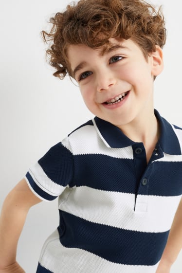 Kinder - Poloshirt - gestreift - dunkelblau