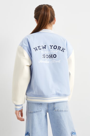 Nen/a - New York - jaqueta d’estil universitari - blau clar