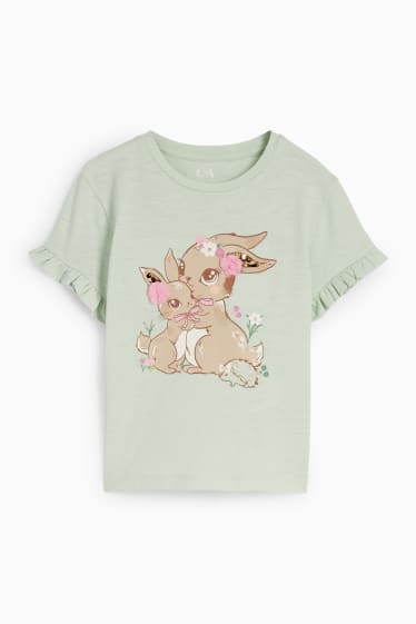 Dětské - Motiv zajíčků - tričko s krátkým rukávem - mátově zelená