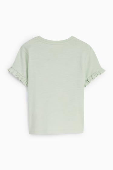 Dětské - Motiv zajíčků - tričko s krátkým rukávem - mátově zelená