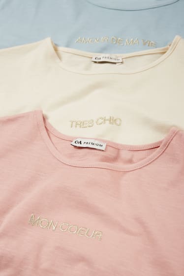 Niños - Pack de 3 - camisetas de manga corta - beige claro