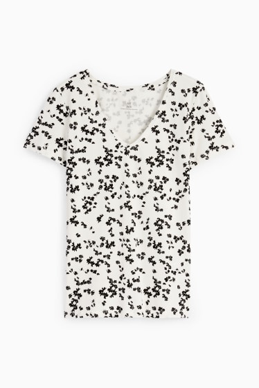 Donna - T-shirt basic - a fiori - bianco