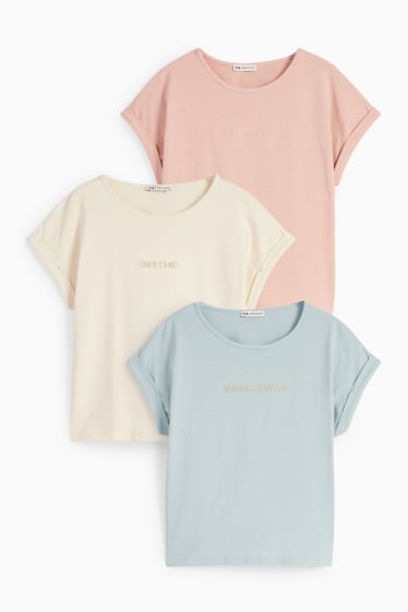 Niños - Pack de 3 - camisetas de manga corta - beige claro