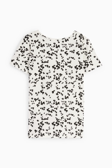 Dames - Basic-T-shirt - gebloemd - wit