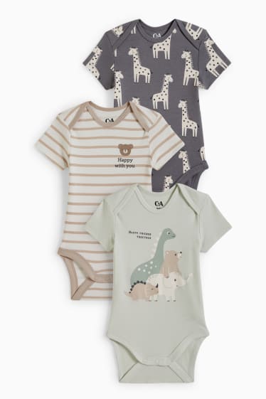 Babies - Multipack of 3 - animals - baby bodysuit - cremewhite