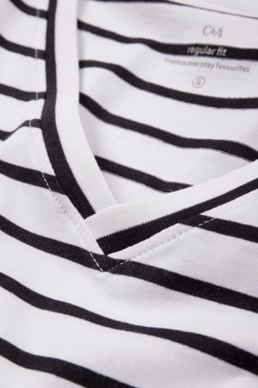 Dámské - Tričko basic - pruhované - bílá/černá
