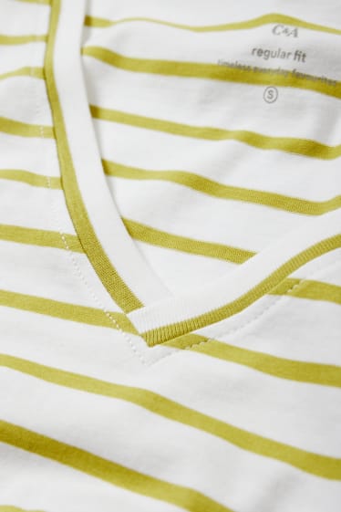 Damen - Basic-T-Shirt - gestreift - weiß / grün
