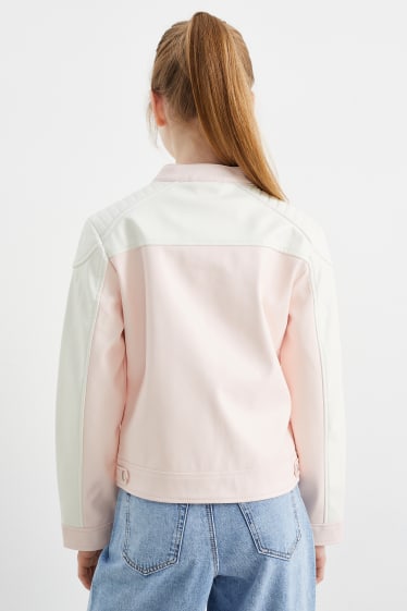 Enfants - Blouson motard - synthétique - rose