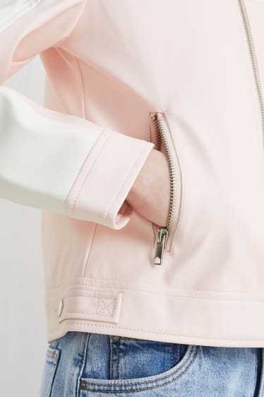 Enfants - Blouson motard - synthétique - rose