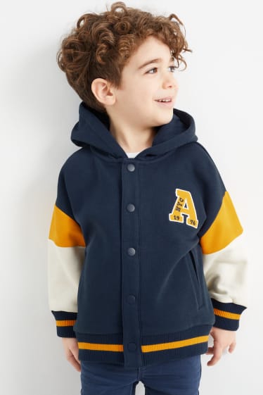 Bambini - Giacca stile college con cappuccio. - blu scuro