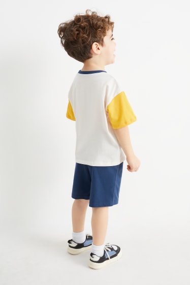 Copii - Set - tricou cu mânecă scurtă și pantaloni scurți - 2 piese - alb-crem