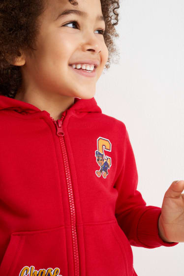Dětské - Tlapková patrola - tepláková bunda s kapucí - červená