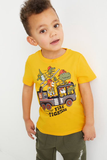 Niños - Pack de 3 - bomberos - camisetas de manga corta - amarillo