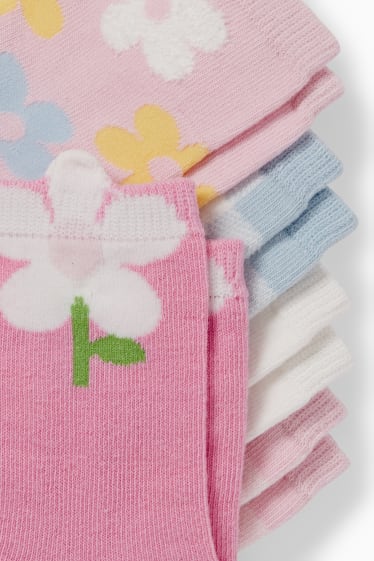 Bambini - Confezione da 5 - fiori - calzini con motivi - rosa