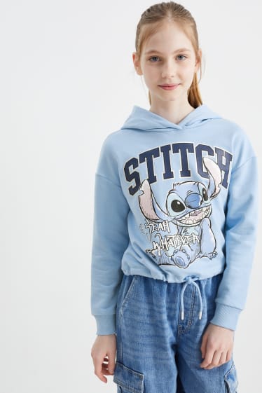 Dětské - Lilo & Stitch - mikina s kapucí - světle modrá