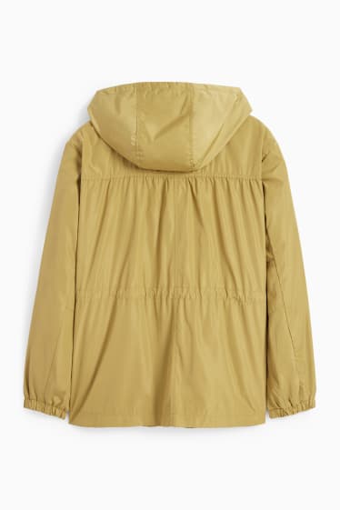 Damen - Jacke mit Kapuze - gefüttert - wasserabweisend - faltbar - senfgelb