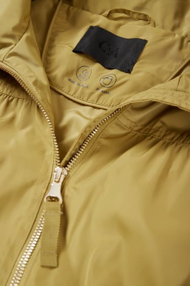 Femei - Jachetă cu glugă - căptușită - rezistentă la apă - pliabilă - galben muștar