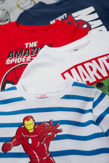 Niños - Pack de 5 - Marvel - camisetas de manga corta - blanco