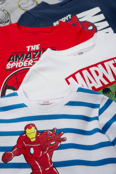 Děti - chlapci - Multipack 5 ks - Marvel - tričko s krátkým rukávem - bílá