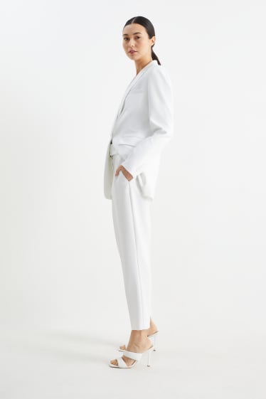 Dames - Business-broek met riem - high waist - regular fit - wit