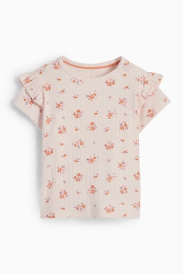 Miminka - Tričko s krátkým rukávem pro miminka - s květinovým vzorem - růžová