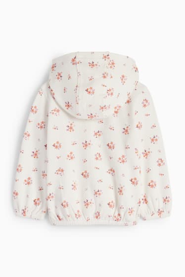 Niemowlęta - Niemowlęca bluza rozpinana z kapturem - w kwiatki - biały