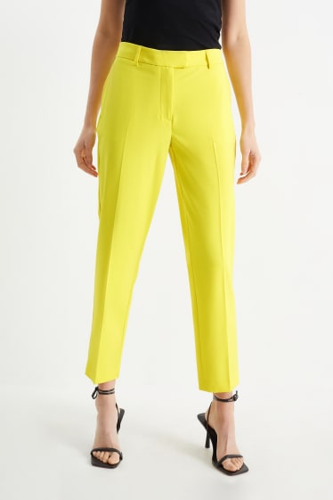 Femmes - Pantalon de bureau - mid waist - slim fit - jaune