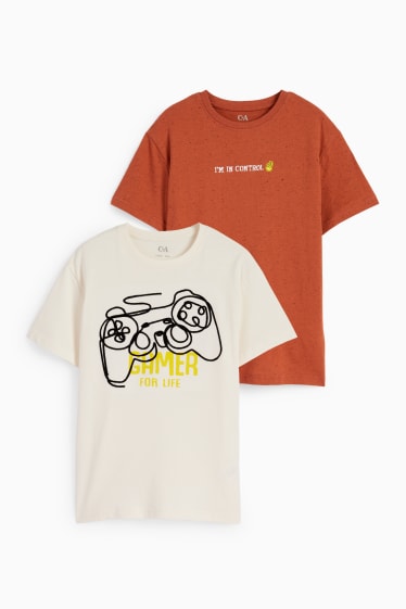 Kinderen - Set van 2 - gaming - T-shirt - bruin