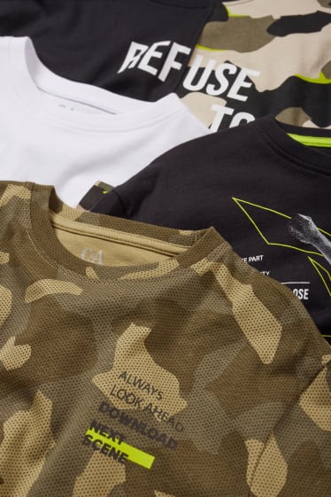 Kinder - Multipack 4er - Camouflage - Kurzarmshirt - schwarz