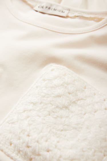 Copii - Tricou cu mânecă scurtă - alb-crem