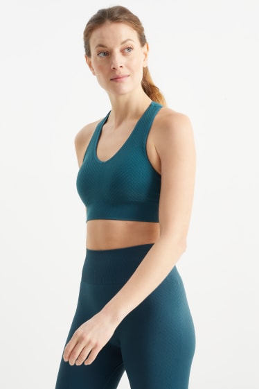 Femmes - Soutien-gorge de sport - ampliforme - sans coutures - bleu pétrole