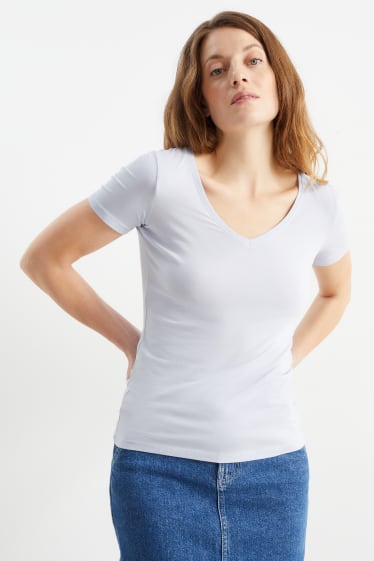 Damen - Basic-T-Shirt - hellblau