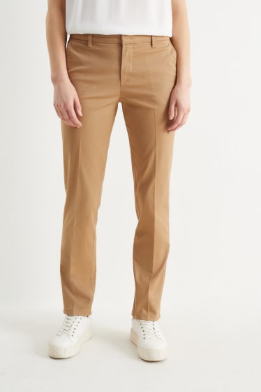 Mujer - Chinos - mid waist - tapered fit - marrón claro