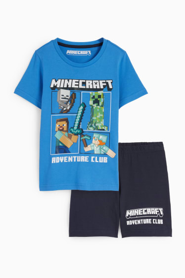 Dětské - Minecraft - letní pyžamo - 2dílné - světle modrá