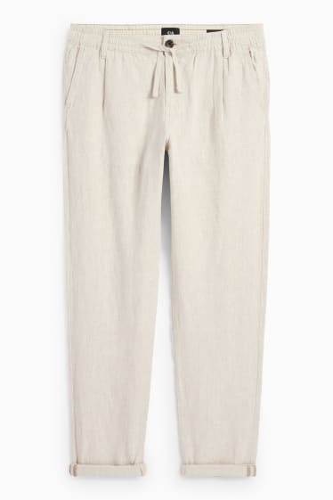 Hommes - Chino - tapered fit - lin mélangé - beige clair