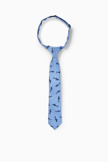 Kinder - Hai - Krawatte - hellblau