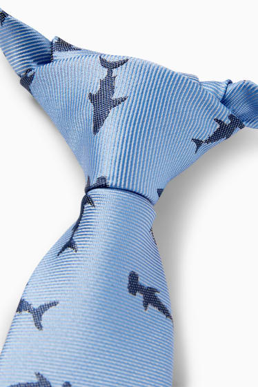 Dětské - Motiv žraloka - kravata - světle modrá