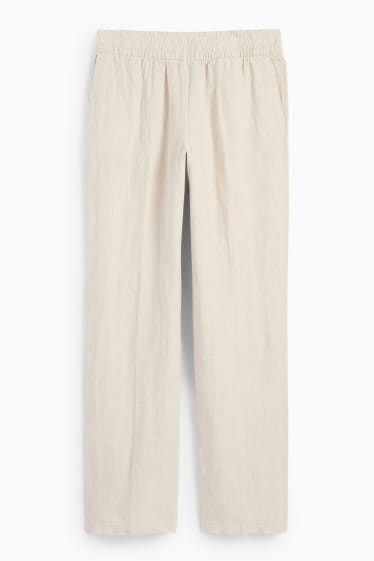 Dona - Pantalons de lli - high waist - straight fit - beix clar