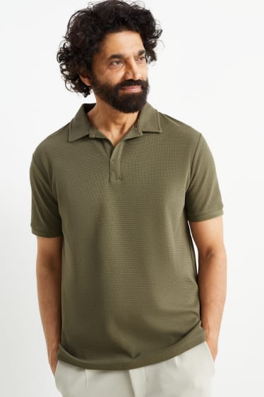 Men - Fine knit polo shirt - green