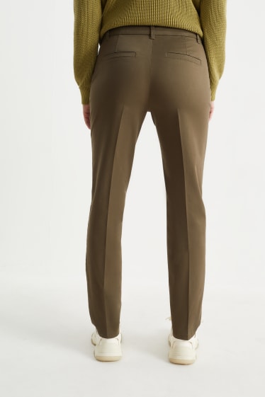 Femmes - Chino - mid waist - tapered fit - vert foncé